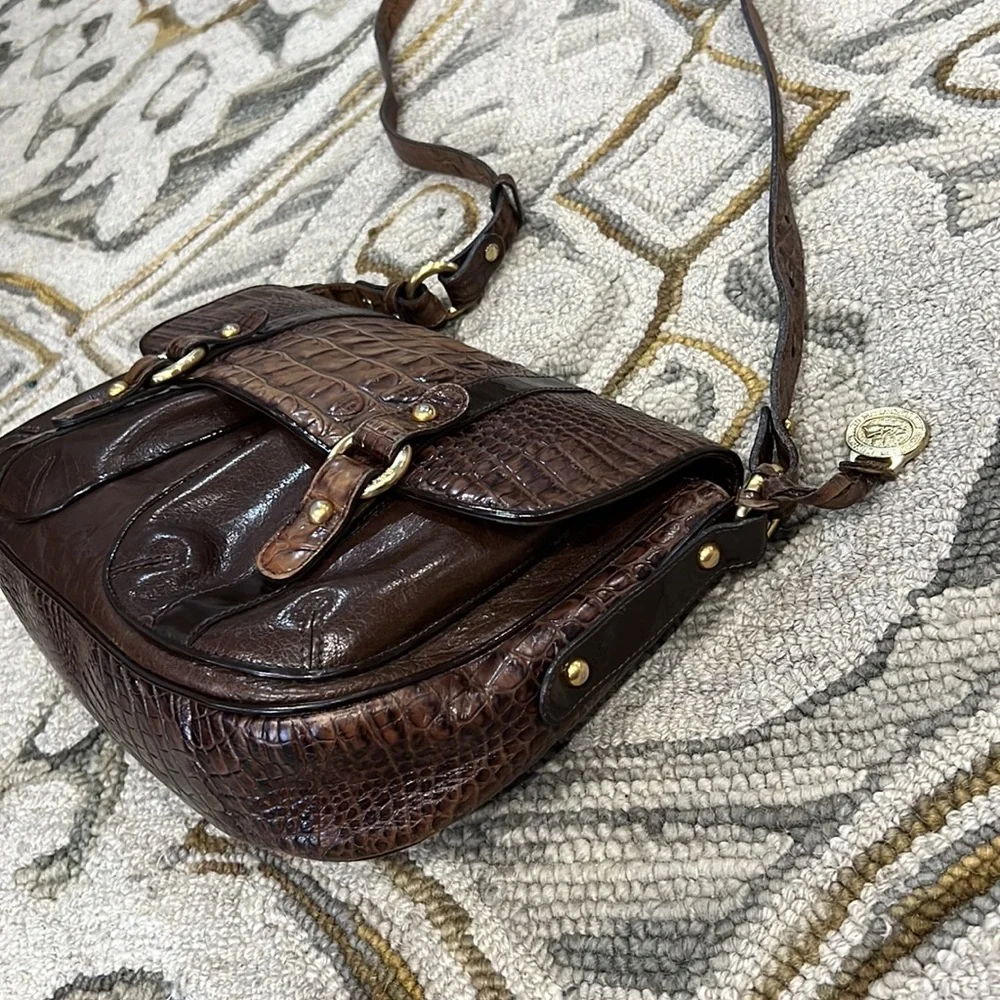 💕 Brahmin brown crocodile leather large crossbody bag 💕